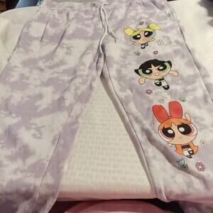 Purple Tye Dye Power Puff Girl Joggers XL Sweatpants Lounge Pants Y2K Women's
